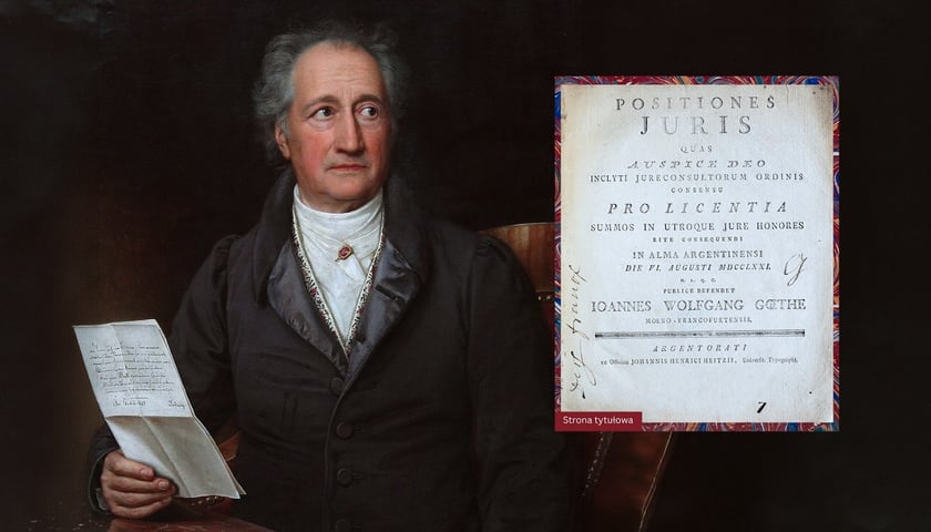 Portret Johanna Wolfganga Goethego oraz miniatura strony tytułowej jego rozprawy licencjackiej
