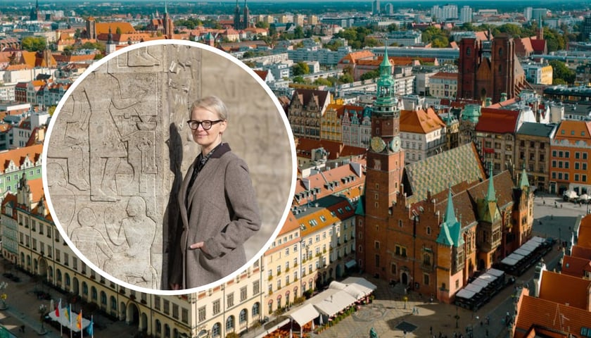 W tle panorama wrocławskiego Rynku, w kółeczku Alina Szeptycka, Pełnomocniczka Prezydenta Wrocławia Jacka Sutryka ds. Równego Traktowania