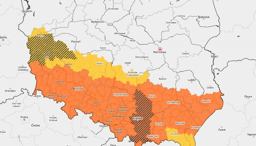 <p>Ostrzeżenia pogodowe przed burzą 14.07.2026 - mapa.</p>