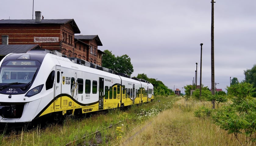 Specjalny pociąg Kolei Dolnośląskich z przedstawicielami samorządów i PKP PLK przejechał trasę z Głogowa do Żagania