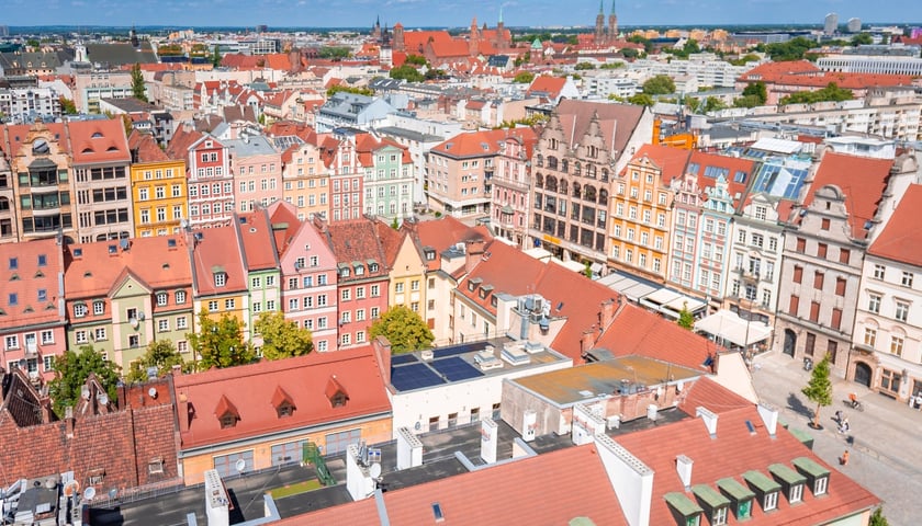 Panorama z wieży ratusza we Wrocławiu