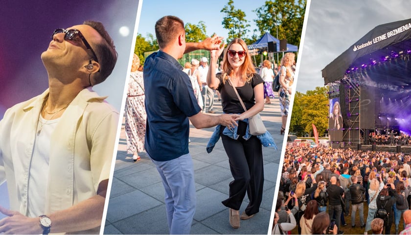 Od lewej: Mrozu, uczestnicy Wrocławskiej Potańcówki, scena festiwalu Letnie Brzmienia 2025