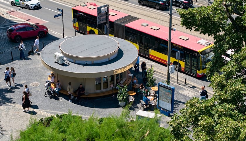 Kiosk Okrąglak na placu Kościuszki ma nową funkcję. Na zdjęciu charakterystyczny budynek