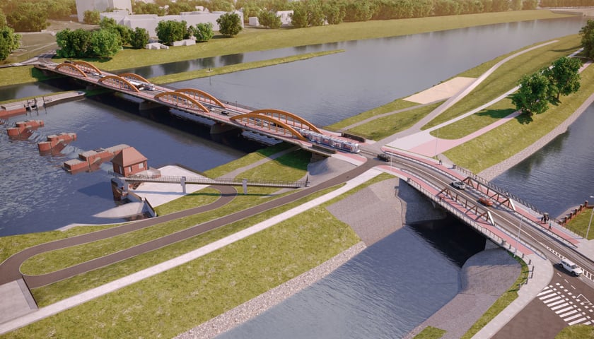 <p>Wizualizacja poszerzonych Most&oacute;w Trzebnickich, kt&oacute;ra nie może zostać zrealizowana.</p>