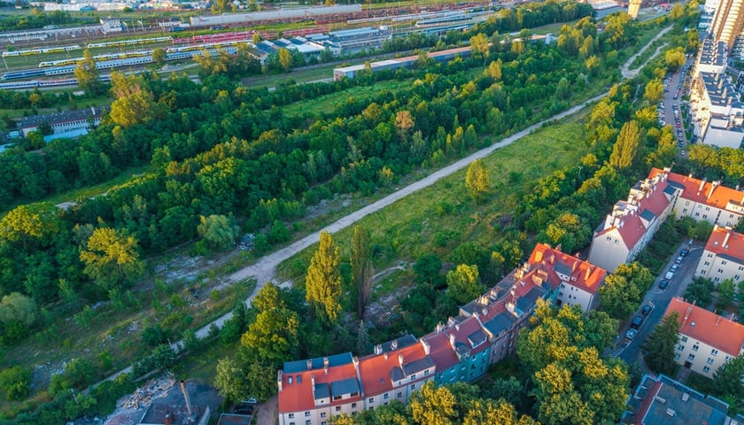 Widok z drona na teren po przyszły Park Henrykowski