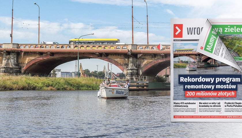 Widok z poziomu Odry na Mosty Trzebnickie