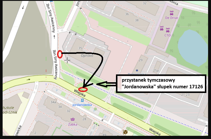 Lokalizacja przystanku Jordanowska