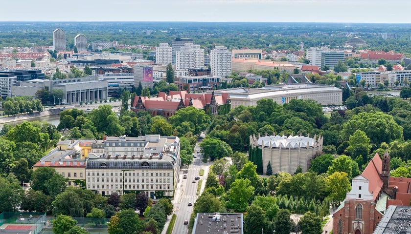 Panorama Wrocławia, widok z drona - zdjęcie ilustracyjne.