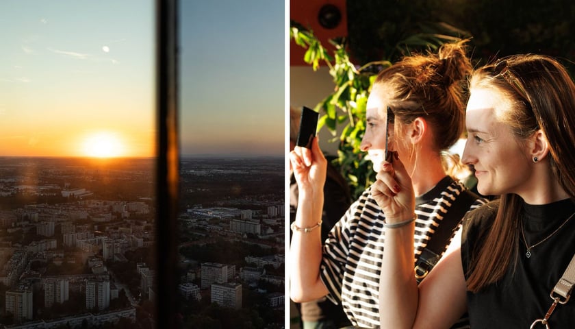 Zachodzące Słońce, Paulina i Natalia obserwujące zaćmienie z tarasu widokowego Sky Towera 