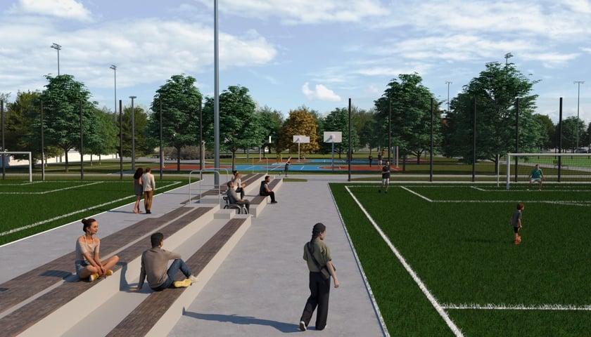 Wizualizacja jednej z części stadionu sportowego "Lotnicza" po modernizacji