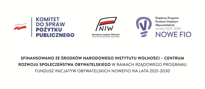 <p>logotypy: Komitet do spraw Pożytku Publicznego, Narodowy Instytut Wolności, NOWE FIO.</p>