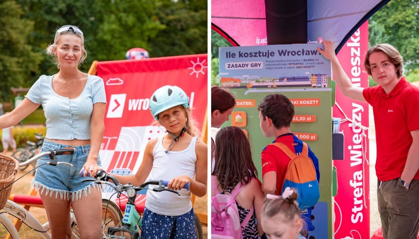 Na zdjęciu z lewej Pani Laura z córką Rozalią, na zdjęciu z prawej atrakcje w namiocie wroclaw.pl, czyli ile kosztuje Wrocław 