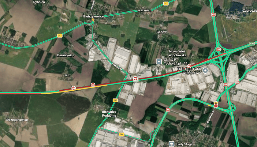 <p>Utrudnienia w ruchu na autostradzie A4 pod Wrocławiem, niedziela 30.08.2026, stan na godz. 14.55.</p>