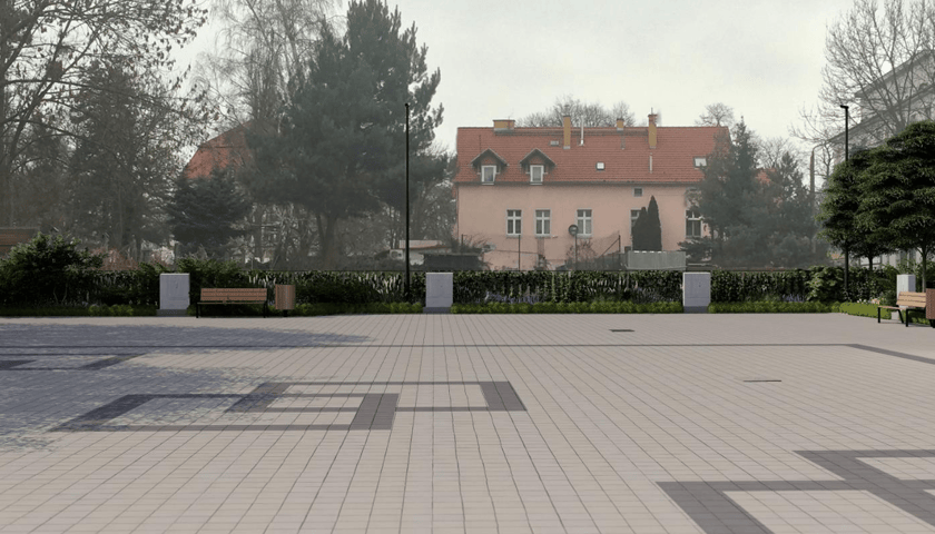 Przebudowa terenu dawnego targowiska przy ul. Skoczylasa na wrocławskiej Leśnicy - wizualizacja