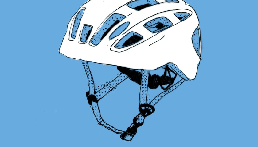 Kask rowerowy. Grafika ilustracyjna.