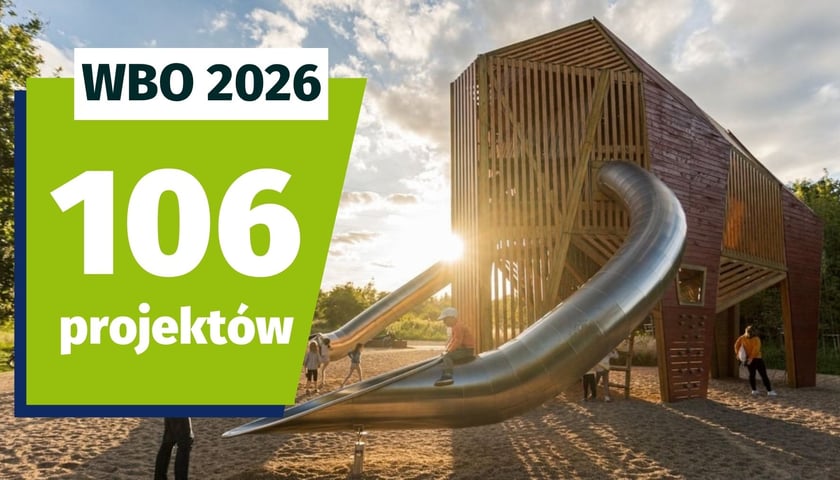 Napis: "WBO 2026 - 106 projektów"; w tle: Park Mamuta - jeden z projektów zrealizowanych w ramach WBO