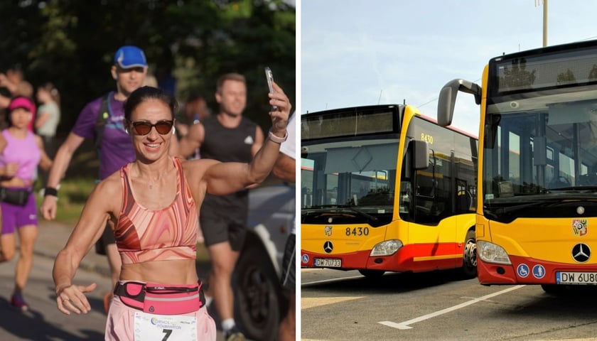 Kobieta na trasie dawnej edycji H2O Półmaratonu, autobusy we Wrocławiu (zdjęcie ilustracyjne)