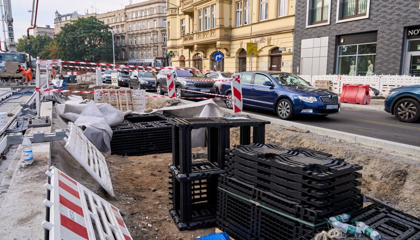 Elementy, z których składany jest moduł antykompresyjny. Dzięki takim modułom możliwe jest sadzenie drzew wśród gęstej sieci podziemnych instalacji
