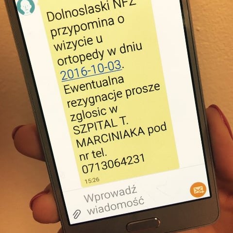 NFZ wyśle pacjentowi SMS-a z przypomnieniem o wizycie u lekarza
