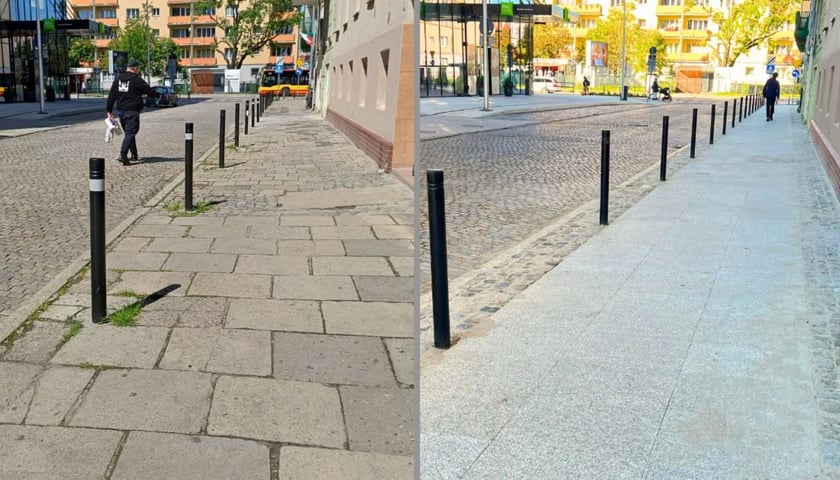 Chodnik na Placu Konstytucji 3 Maja (przed i po remoncie)