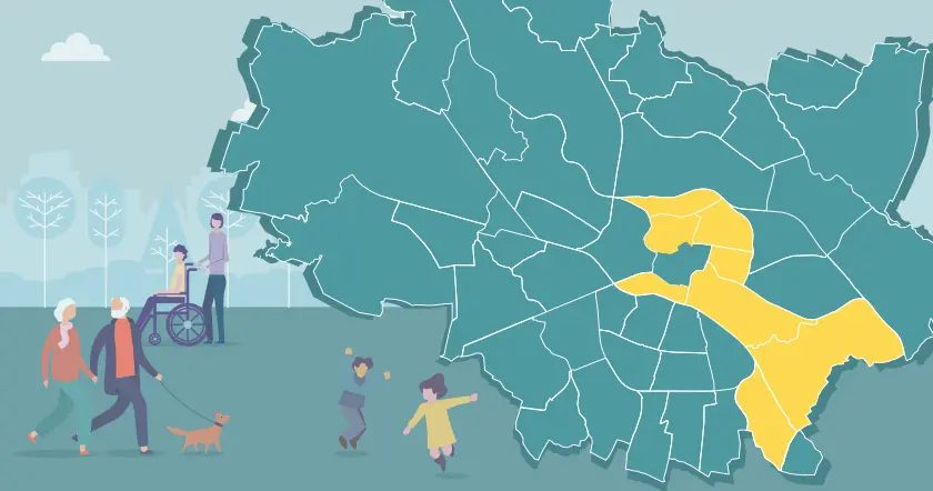 Sąsiedzka Mapa Osiedli obejmuje cały obszar rewitalizacji we Wrocławiu, łącznie osiem osiedli