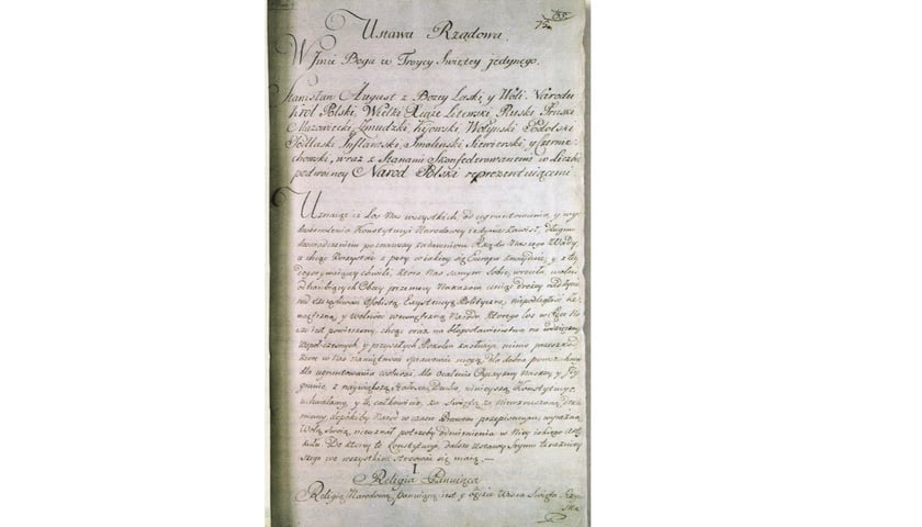 Oryginał rękopiśmienny Konstytucji 3 Maja z 1791 r. był Oryginał rękopiśmienny Konstytucji 3 maja początkowo był przechowywany w Wilanowie w zbiorach Archiwum Publicznego Potockich W latach 70. XIX w. na mocy umów rodzinnych archiwum zostało przekazane do podkrakowskich Krzeszowic, a po 1945 r. powróciło do Warszawy i trafiło do Archiwum Głównego Akt Dawnych
