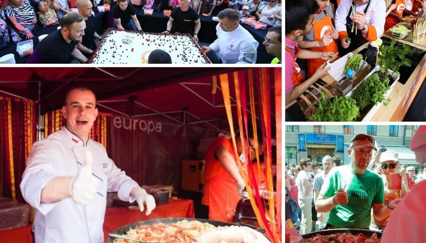 Kolaż zdjęć z poprzednich edycji kulinarnego festiwalu we Wrocławiu „Europa na Widelcu”