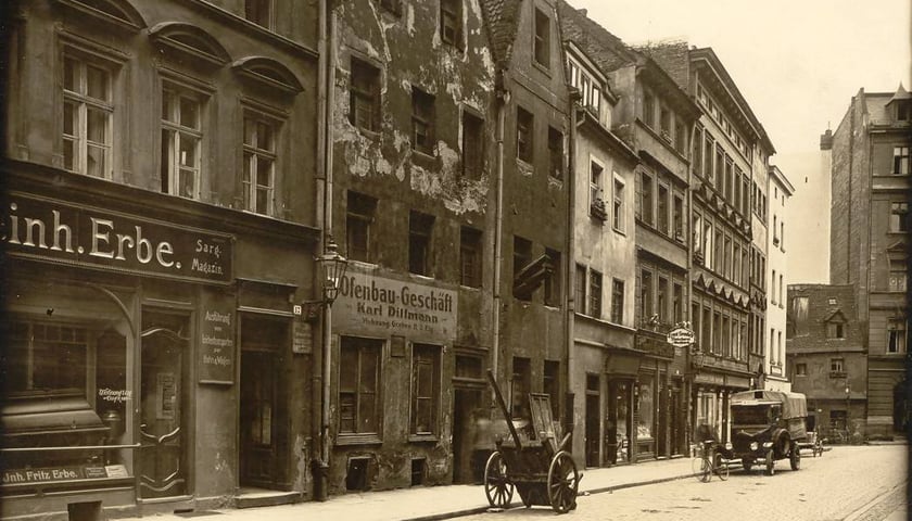 Rok 1927, ul. Zaułek Niski - kamienice nr 3-17, źródło: Muzeum Architektury we Wrocławiu
