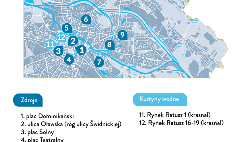 mapa zdrojów ulicznych we Wrocławiu