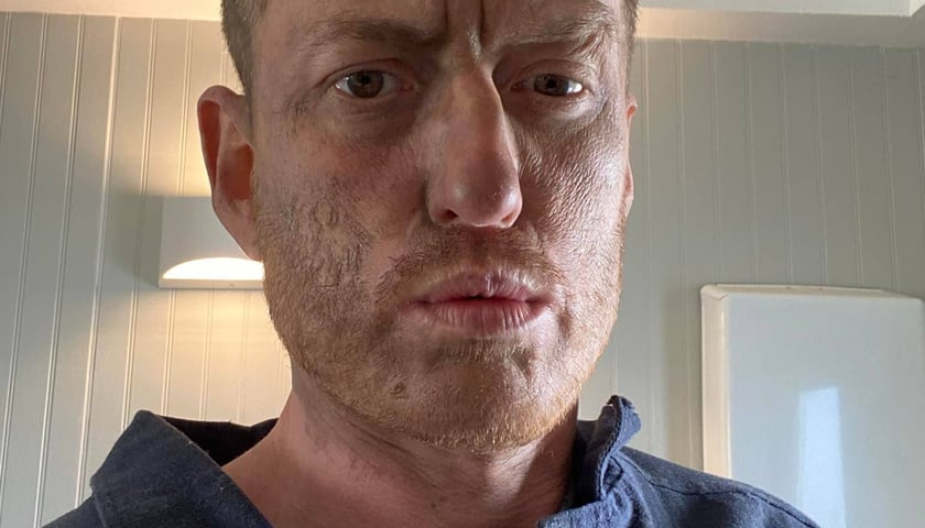 Marcin Harasimowicz w marcu 2021 roku, w Atlancie, w pierwszym dniu na planie  "Stranger Things"