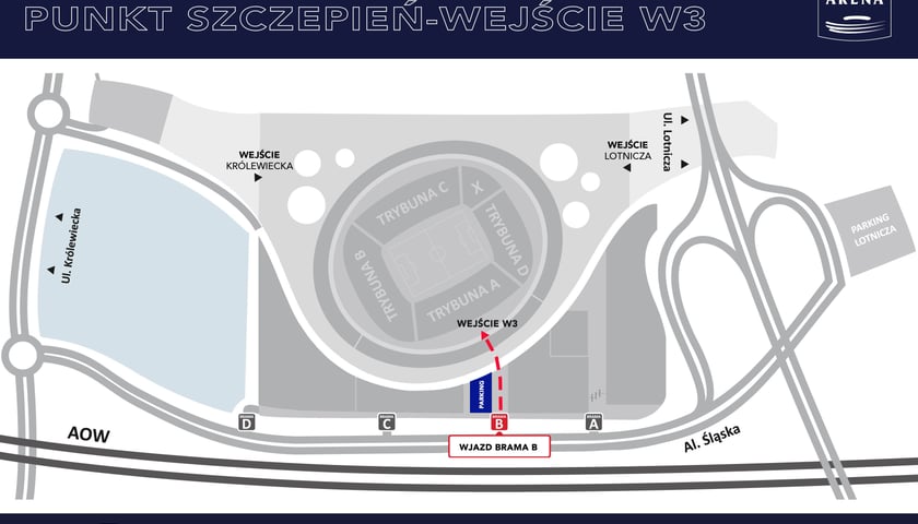 Punkt szczepień przeciw COVID-19 na Tarczyński Arena Wrocław