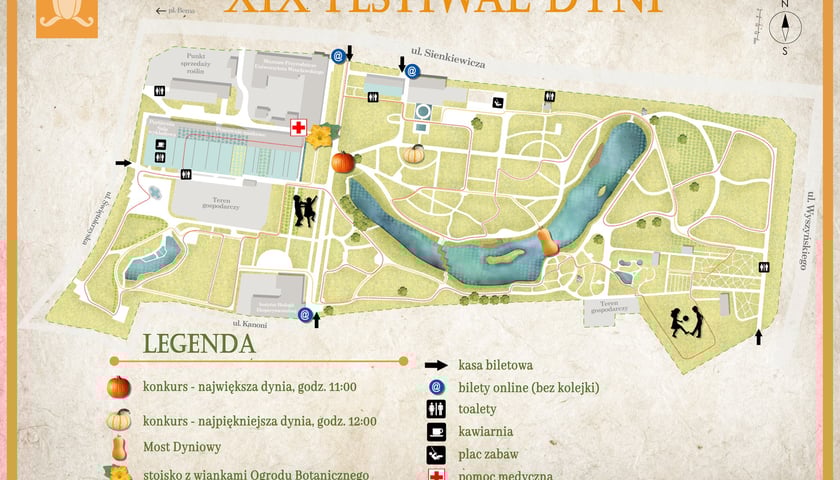 Dolnośląski Festiwal Dyni 2022 mapa wydarzenia w Ogrodzie Botanicznym UWr.