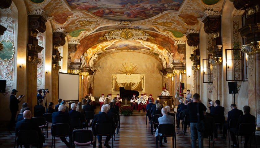 Na zdjęciu Aula Leopoldina, inauguracja roku akademickiego w 2021 r.