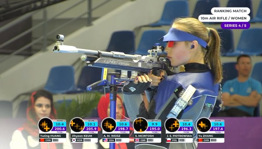 Julia Piotrowska z WKS Śląsk podczas Mistrzostw Świata w strzelectwie, Kair 2022