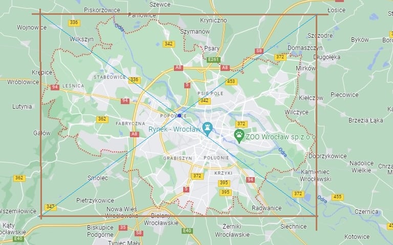 Orientacyjny geometryczny środek Wrocławia
