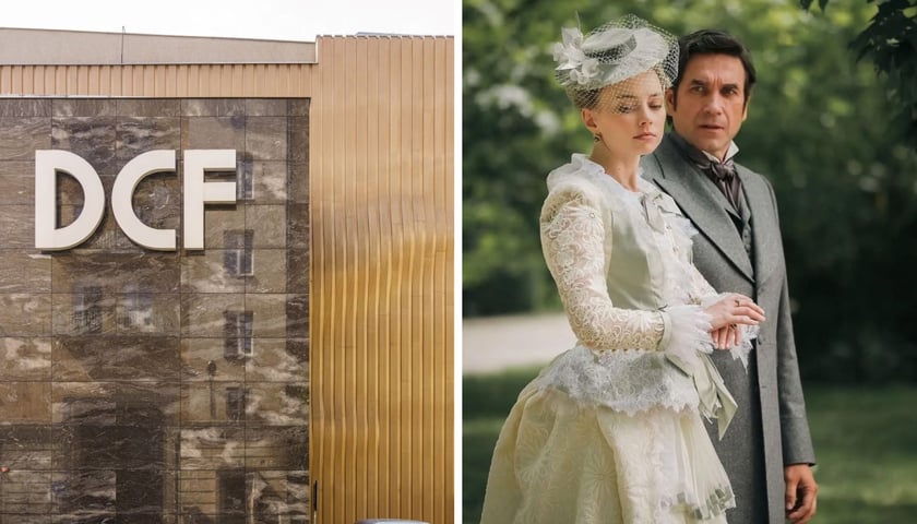 Na zdjęciu z lewej wejście do kina DCF, na zdjęciu z prawej kadr z filmu „Lalka”