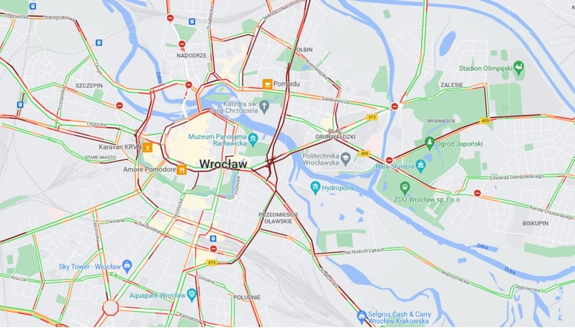 Korki przy moście Szczytnickim we Wrocławiu z powodu awarii gazociągu