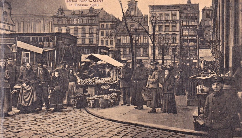Początek XX wieku. Jarmark bożonarodzeniowy w Breslau