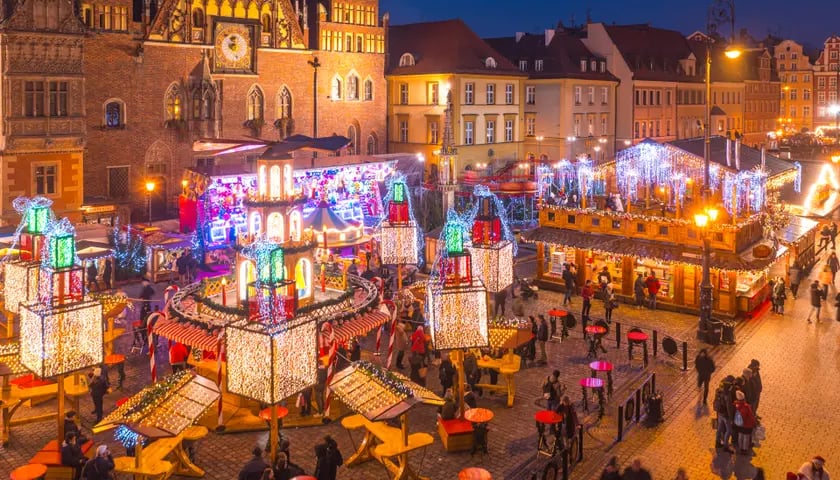 Na zdjęciu widać Jarmark Bożonarodzeniowy we Wrocławiu