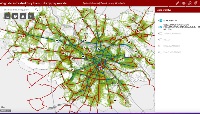 Mapa: zielony pająk Wrocławia