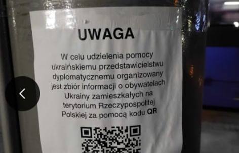 Na zdjęciu fałszywy plakat w centrum Wrocławia, który jest próbą wyłudzenia danych od Ukraińców