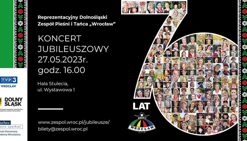 Plakat koncertu z okazji 70-lecia Reprezentacyjnego Dolnoąśląskiego Zespołu Pieśni i Tańca