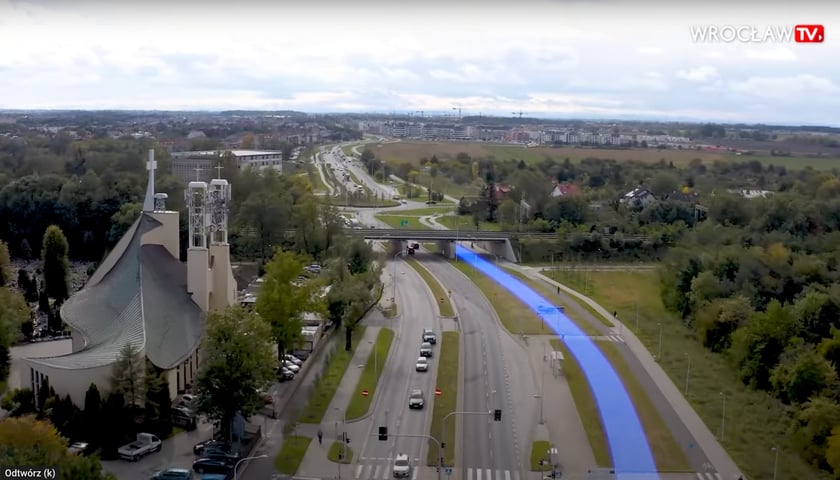 Fragment planowanej trasy z buspasem na Jagodno