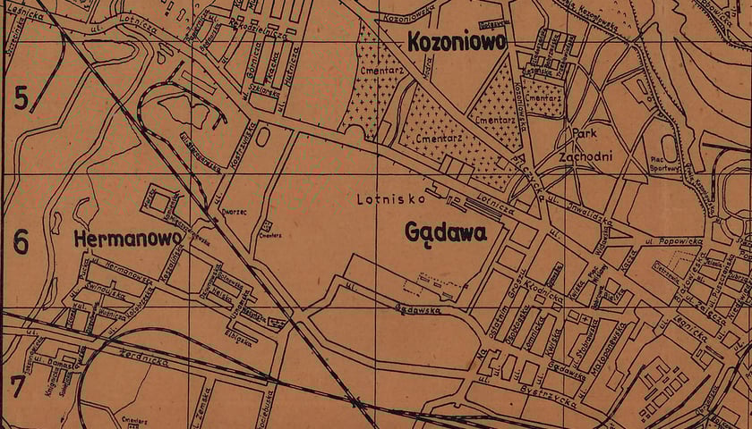 Fragment mapy Wrocławia z lat 40. XX wieku