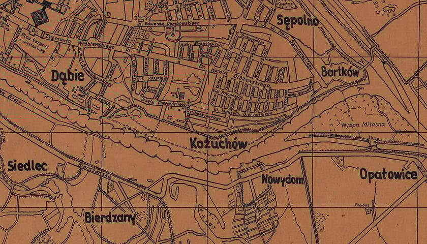 Fragment mapy Wrocławia z lat 40. XX wieku
