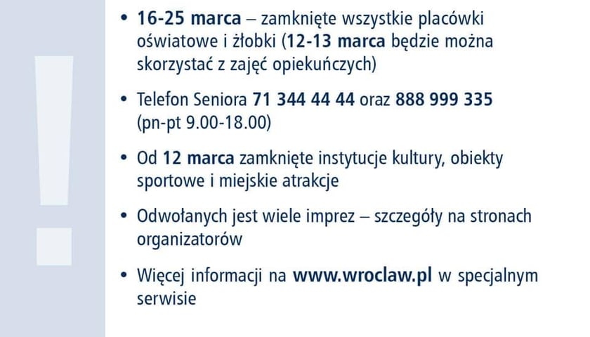 Działania Wrocławia związane z koronawirusem [ 11 marca]