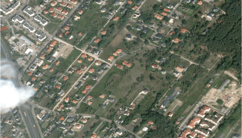 widok satelitarny na miasto
