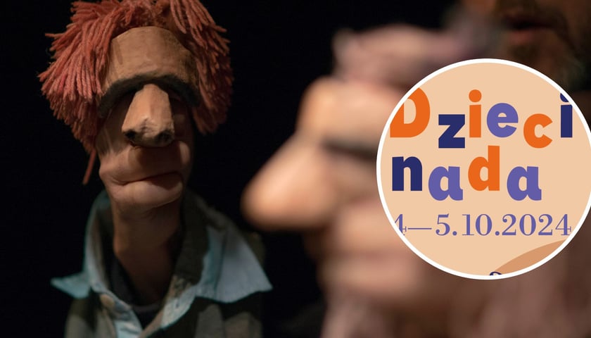 Zdjęcie lalki ze spektaklu „Życie” i fragment plakatu Festiwalu Dziecinada