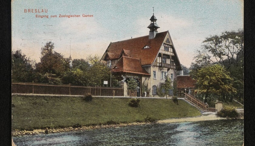 Wejście do ogrodu zoologicznego we Wrocławiu, 1912 rok.