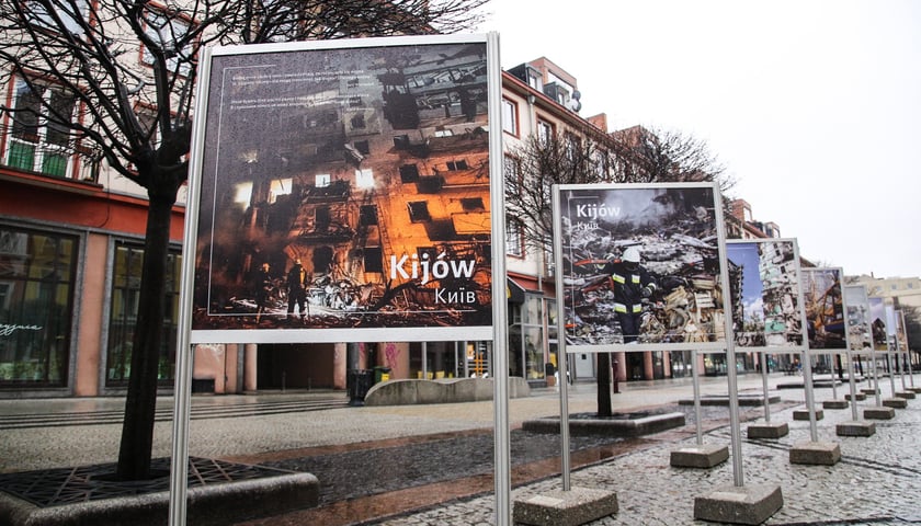 Na zdjęciu: Wystawa fotograficzna poświęcona zniszczonym miastom europejskim